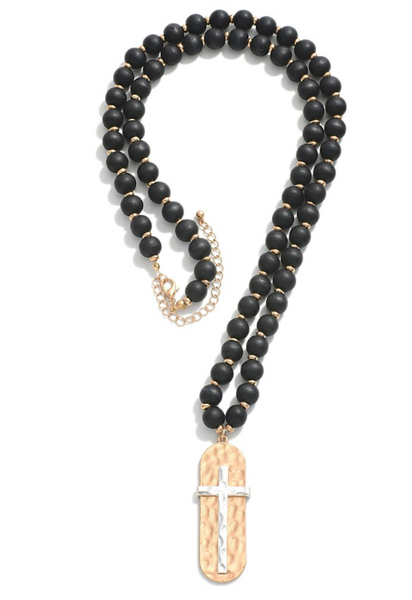 Wood Beaded Necklace - Black