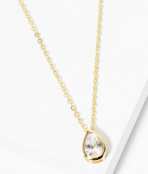 Teardrop Pendant Dainty Necklace - Gold