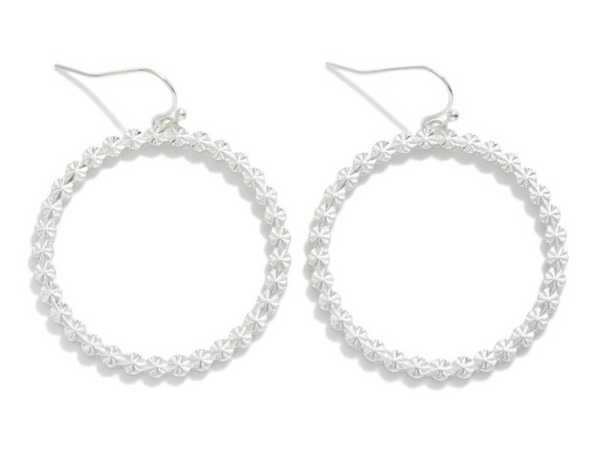 Dangle Earrings Featuring Starburst Detail - Silver