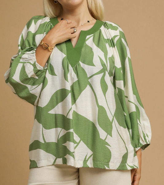 Falling Leaves Blouse - Green