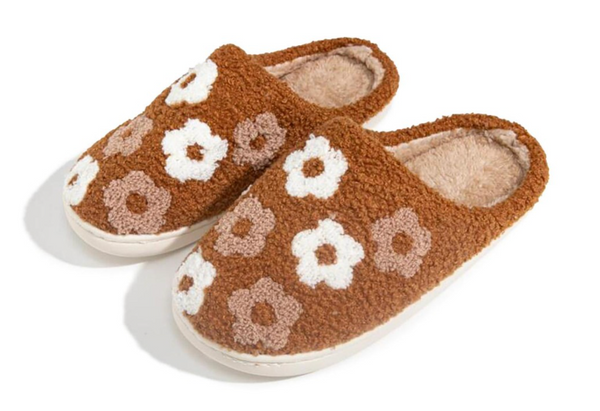 Flower Slippers - Brown