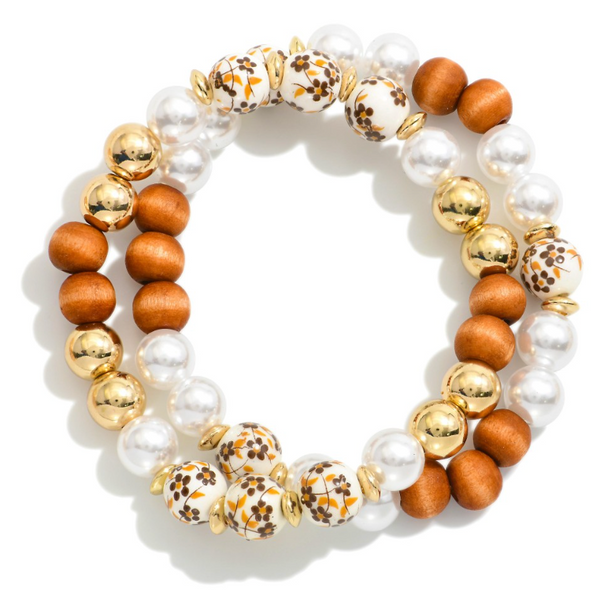 Pearl Blossom Bracelet Set
