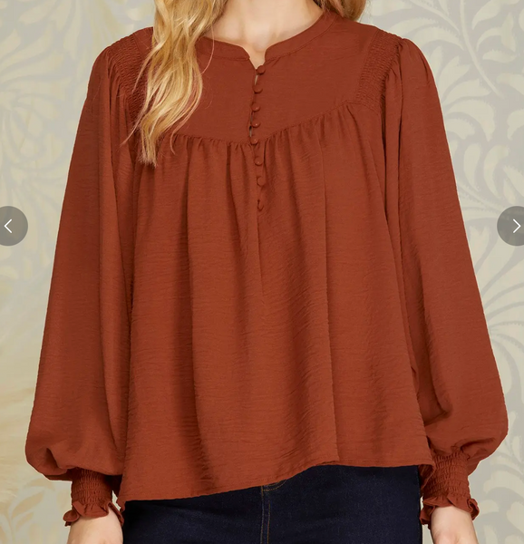 Timeless Beauty Blouse - Rust