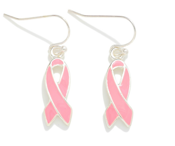 Breast Cancer Ribbon Drop Earrings