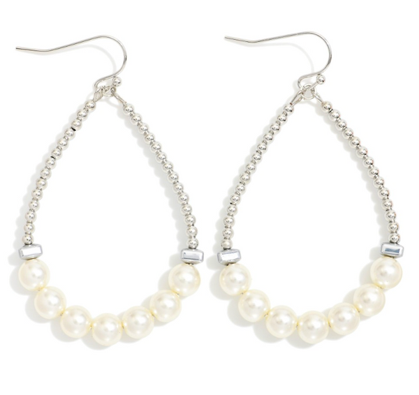 Pearl Glow Drop Earrings - Silver