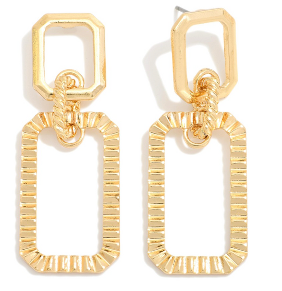 Modern Link Drop Earrings - Gold
