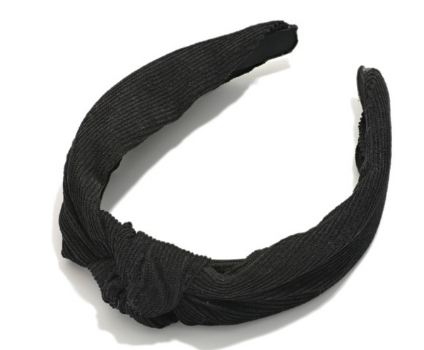 Corduroy Knotted Headband - Black