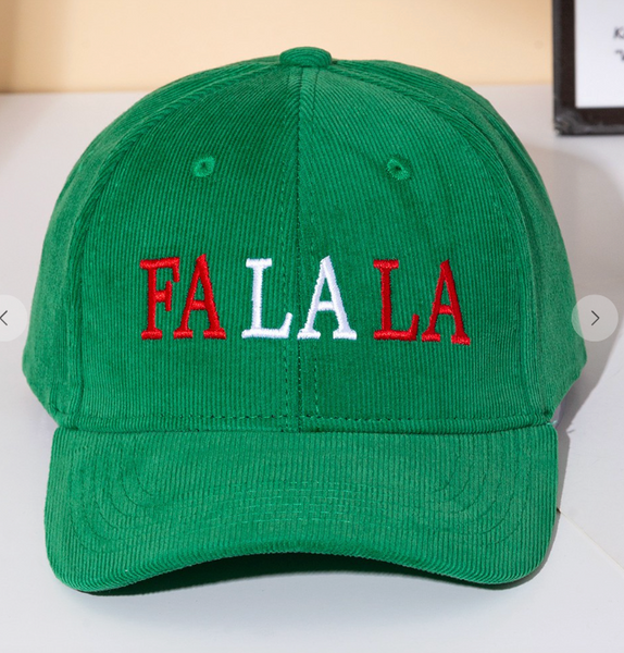 Fa La La Embroidered Cap - Green