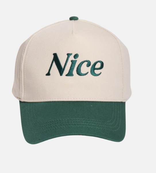 "Nice" Embroidered Baseball Cap - Green