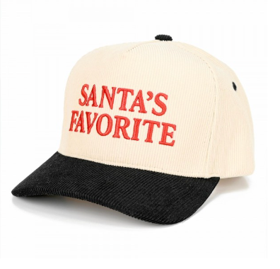 "Santa's Favorite" Corduroy Cap - Black