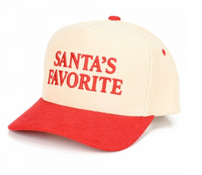 "Santa's Favorite" Corduroy Cap - Red