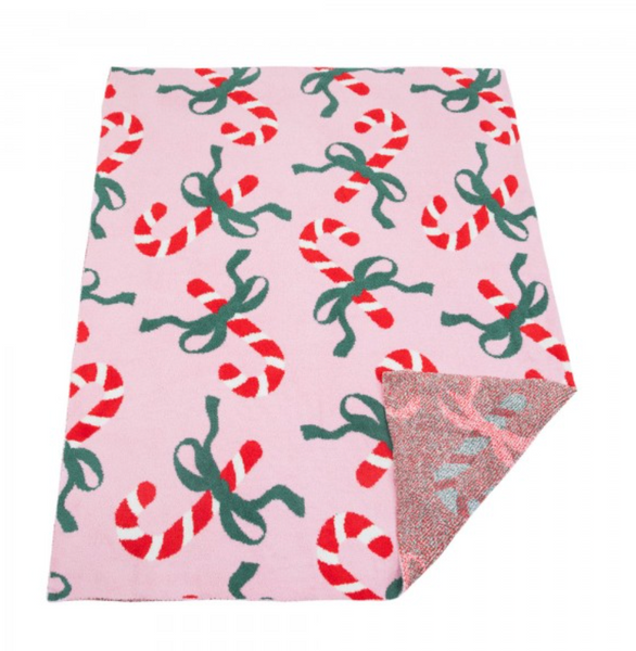Candy Cane Bow Blanket
