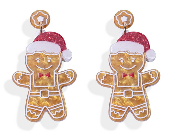 Gingerbread Man Post Drop Earrings