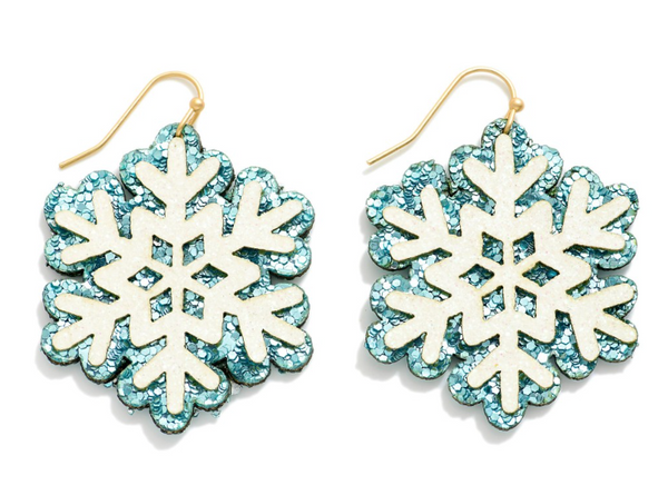 Glitter Snowflake Dangle Earrings