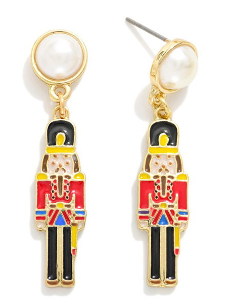 Nutcracker Earrings with Pearl Posts