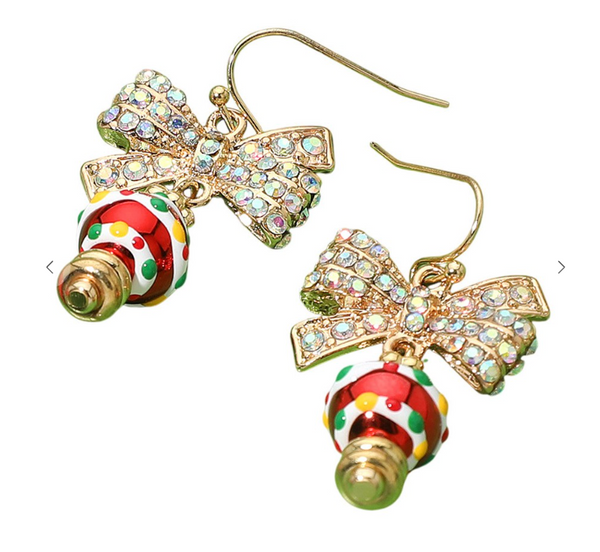 Christmas Ornament Dangle Earrings - Red