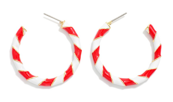 Candy Cane Twist Hoop Earrings