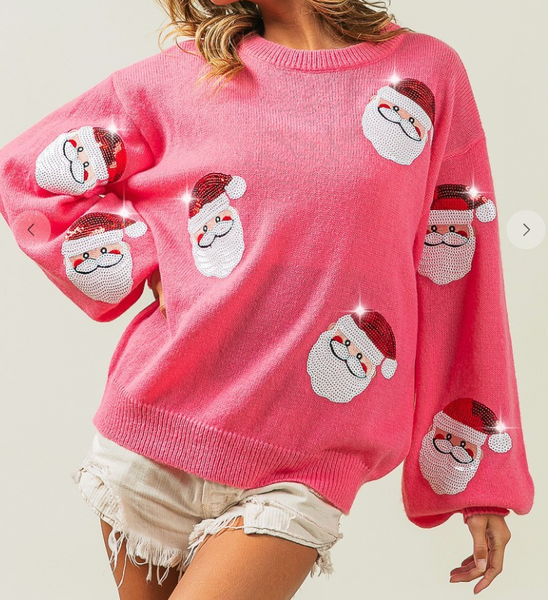 Santa Sparkle Sweater - Pink