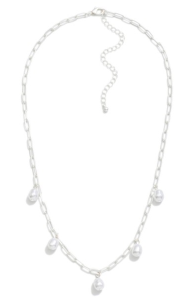 Falling Pearls Necklace - Silver