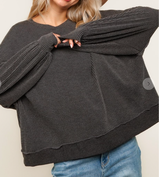 Missed You Solid Sweater - Black