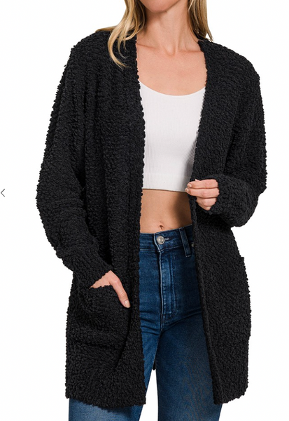 Popcorn Cozy Cardigan - Black