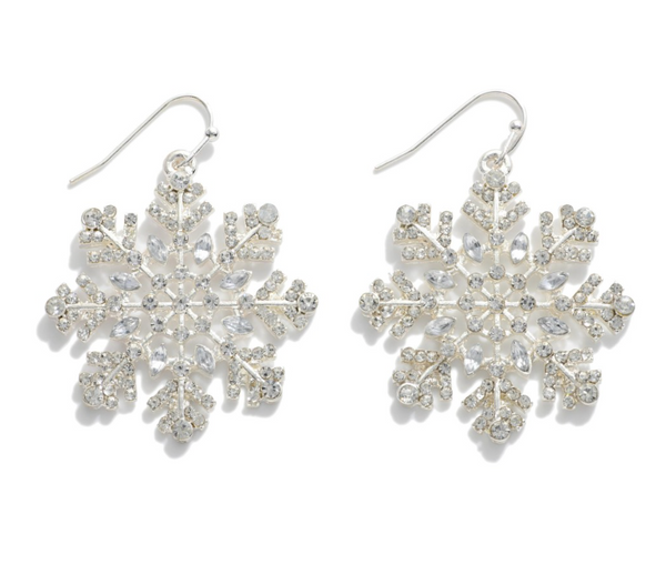 Crystal Snowfall Drop Earrings - Silver