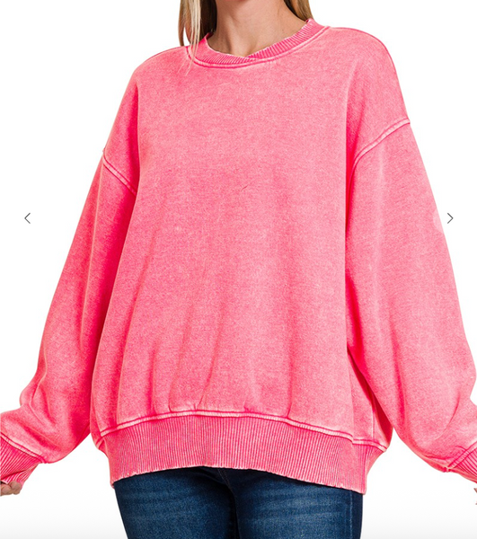 Soft-Wash Classic Pullover - Fuchsia