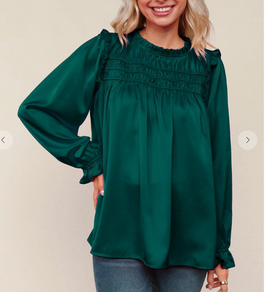 Satin Charm Blouse - Green