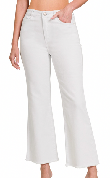 Acid Washed Bootcut Pants - White