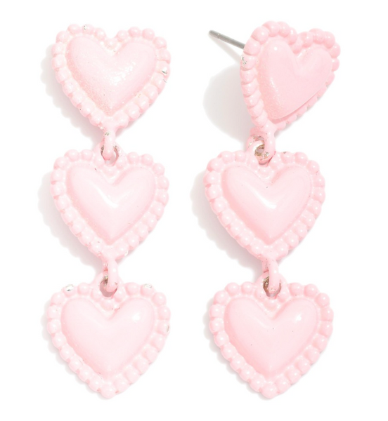 Blushing Heart Drop Earrings - Pink