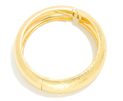 Timeless Texture Hinged Bangle - Gold