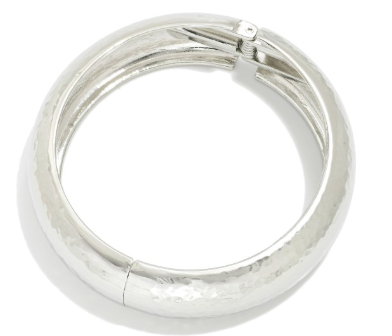Timeless Texture Hinged Bangle - Silver