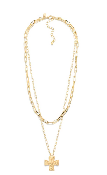 Layered Cross Necklace - Gold