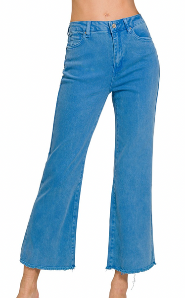 Acid Washed Bootcut Pants - Blue