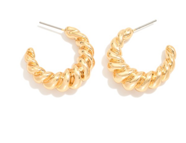 Tapered Twisted Metal Hoop Earrings