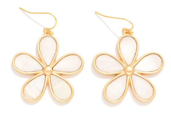 Pearlescent Flower Drop Earrings