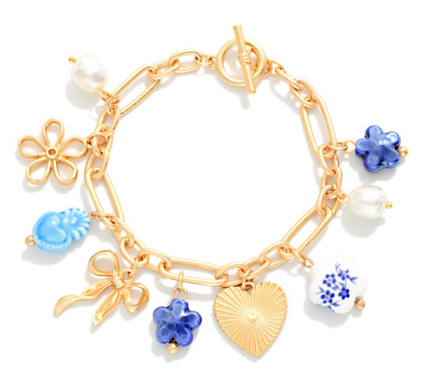Charm Story Chain Bracelet - Blue