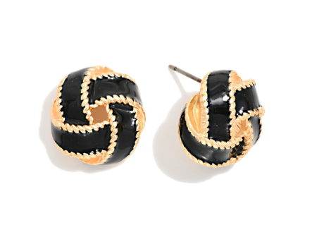 Enamel Knot Studs - Black