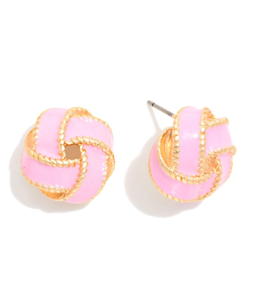 Enamel Knot Studs - Pink