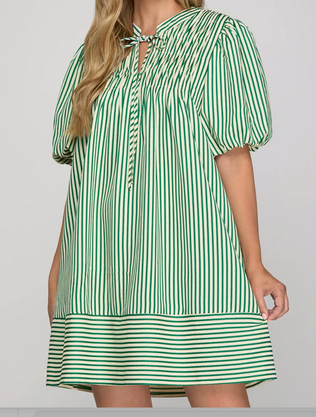 Sweet Harbor Stripe Dress - Green
