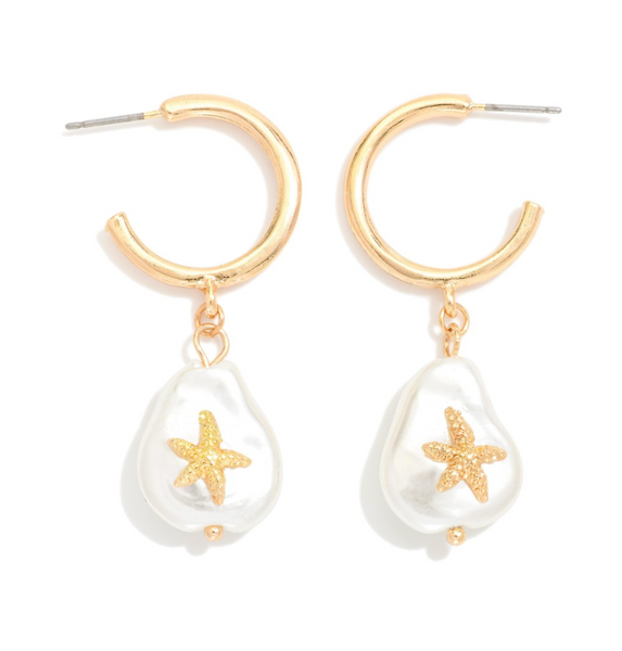 Baroque Pearl Starfish Hoops