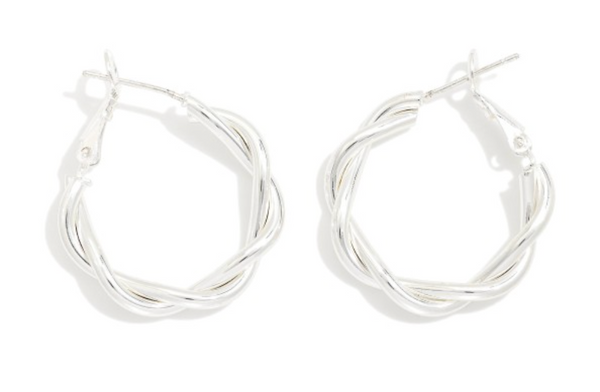 Classic Twist Hoop Earrings - Silver