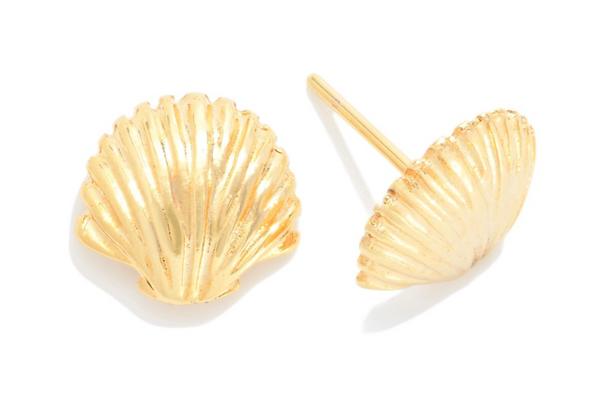 Classic Shell Stud Earrings - Gold
