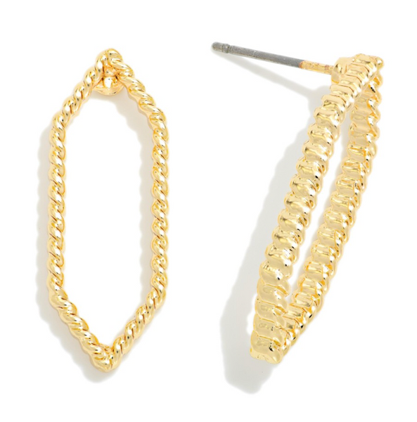 Twisted Hexagon Earrings - Gold