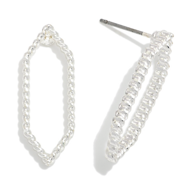 Twisted Hexagon Earrings - Silver