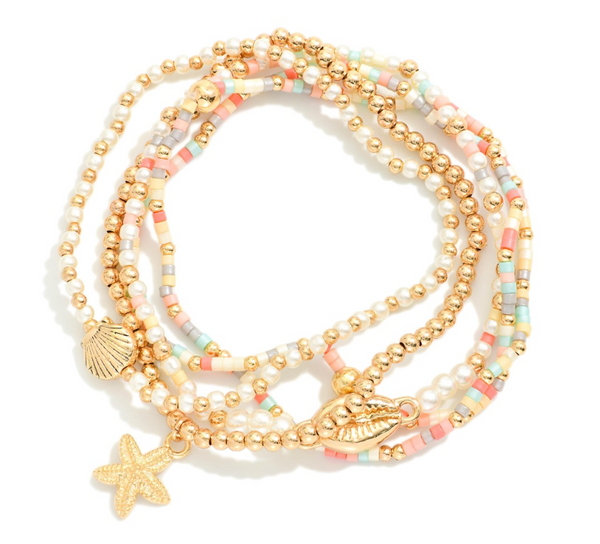 Beach Babe Beaded Stack - Pink