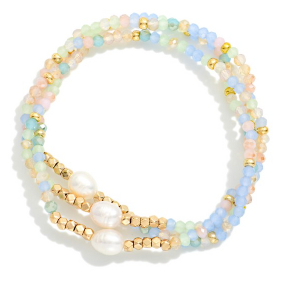 Triple Pearl Bead Set - Blue