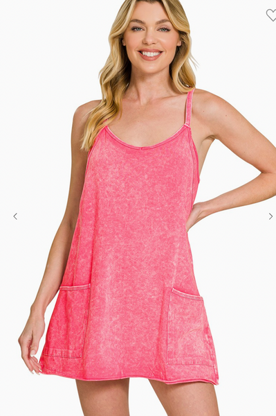 Coastal Crush Romper Dress - Pink