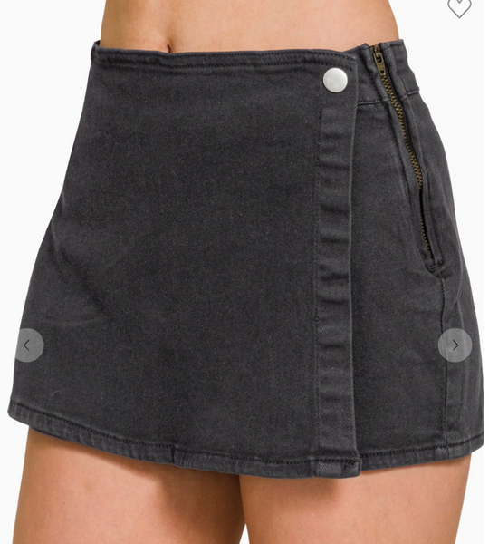Downtown Denim Skort - Black