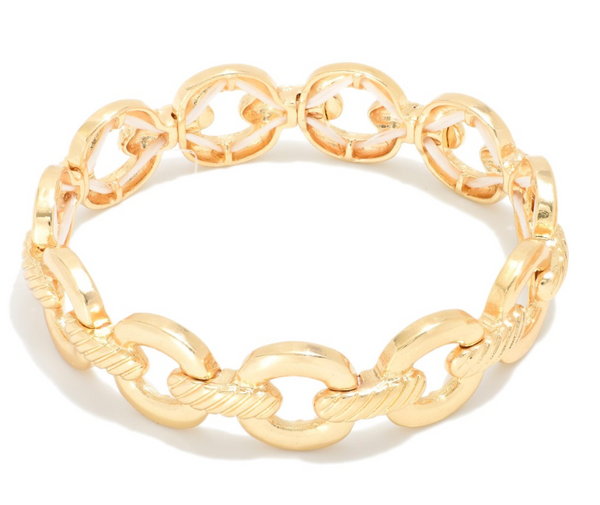 Chunky Ribbed Link Bracelet - Gold